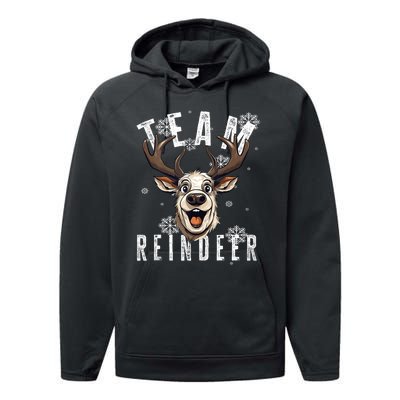 Team Reindeer Christmas Theme Funny Reindeer Tank Top Performance Fleece Hoodie