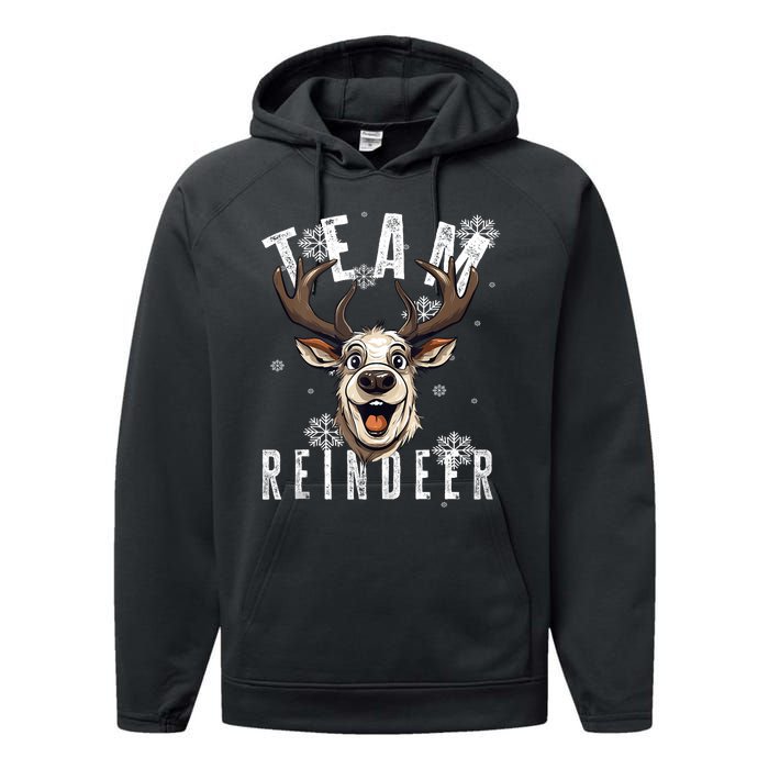 Team Reindeer Christmas Theme Funny Reindeer Tank Top Performance Fleece Hoodie