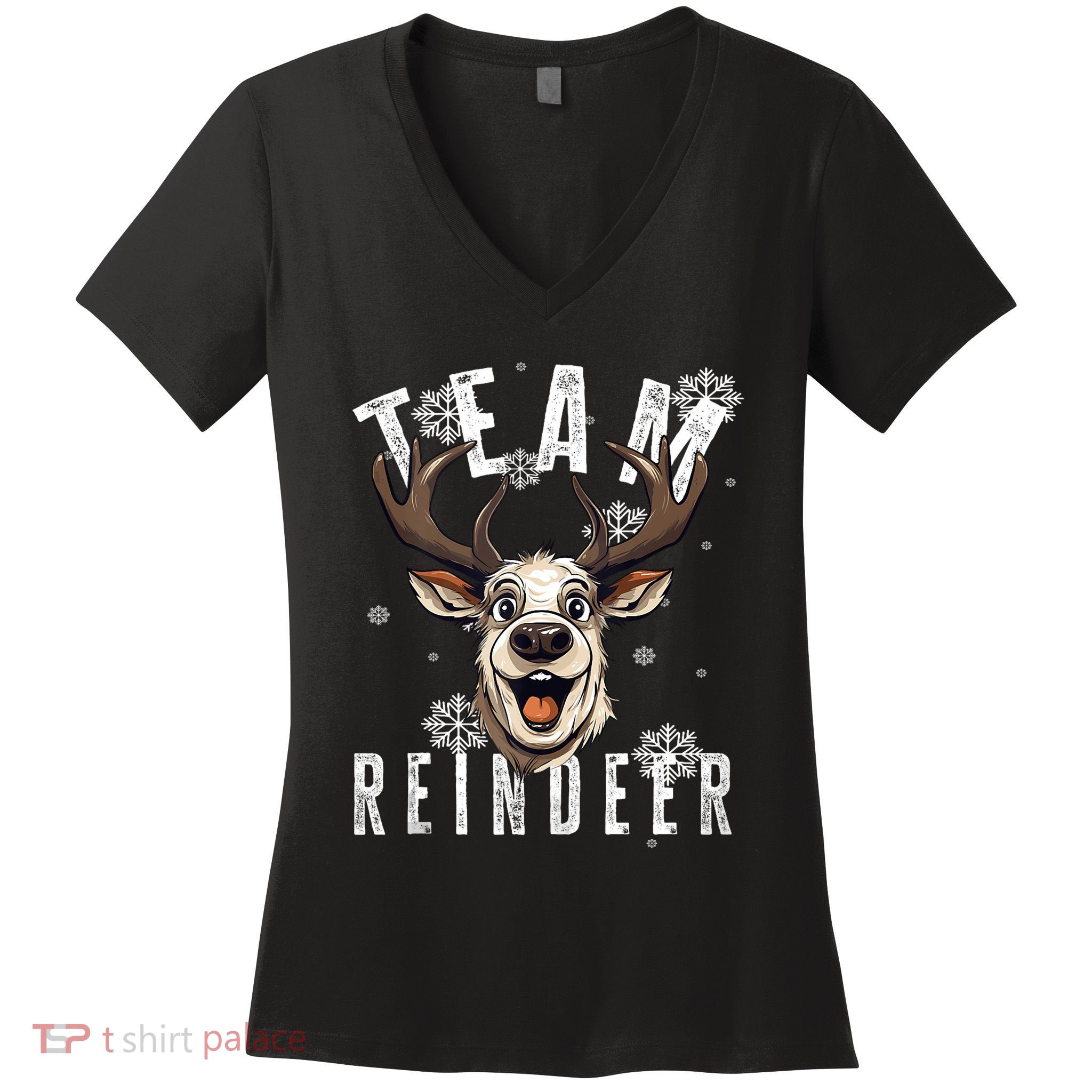 Team Reindeer Christmas Theme Funny Reindeer Tank Top Women's V-Neck T-Shirt
