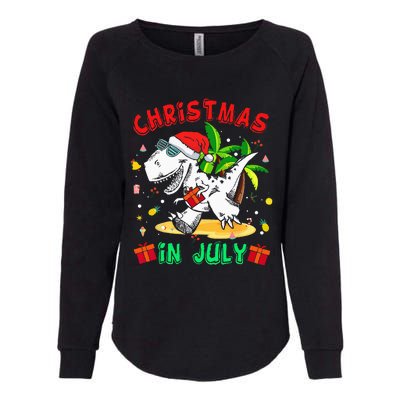 T Rex Christmas In July Dinosaur Womens California Wash Sweatshirt