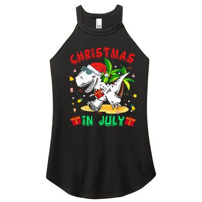 T Rex Christmas In July Dinosaur Women’s Perfect Tri Rocker Tank