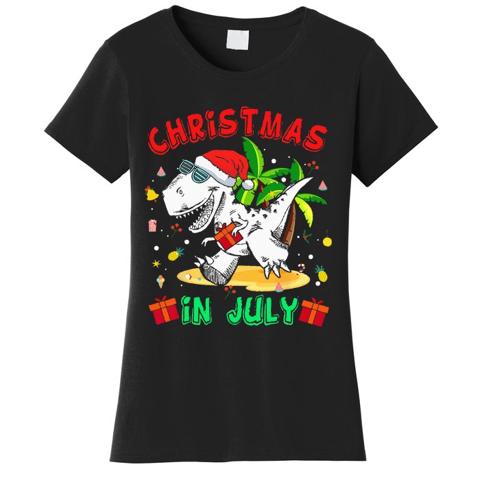 T Rex Christmas In July Dinosaur Women's T-Shirt