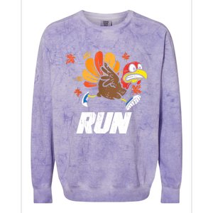 Turkey Run Costume Thanksgiving Running Turkey Trot Colorblast Crewneck Sweatshirt