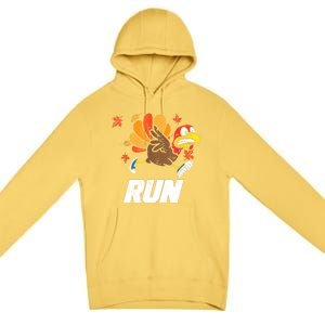 Turkey Run Costume Thanksgiving Running Turkey Trot Premium Pullover Hoodie