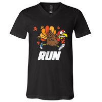 Turkey Run Costume Thanksgiving Running Turkey Trot V-Neck T-Shirt