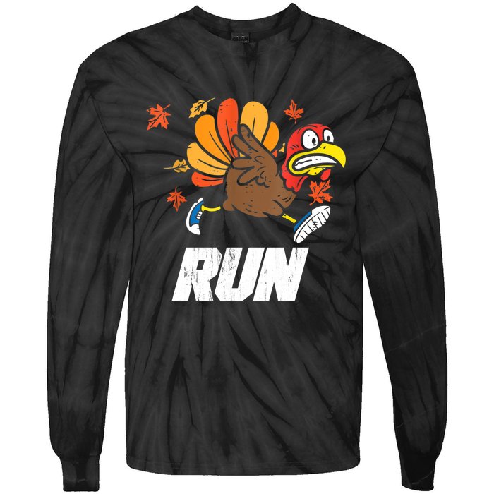 Turkey Run Costume Thanksgiving Running Turkey Trot Tie-Dye Long Sleeve Shirt