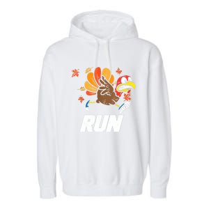 Turkey Run Costume Thanksgiving Running Turkey Trot Garment-Dyed Fleece Hoodie