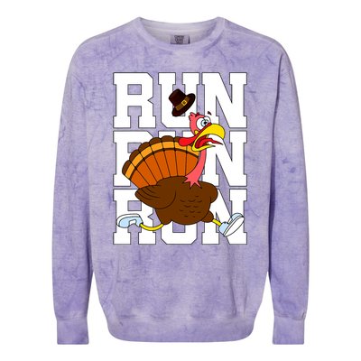 Turkey Run Costume Thanksgiving Running Turkey Trot Colorblast Crewneck Sweatshirt