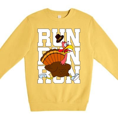 Turkey Run Costume Thanksgiving Running Turkey Trot Premium Crewneck Sweatshirt