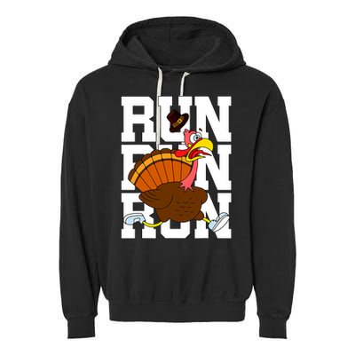 Turkey Run Costume Thanksgiving Running Turkey Trot Garment-Dyed Fleece Hoodie