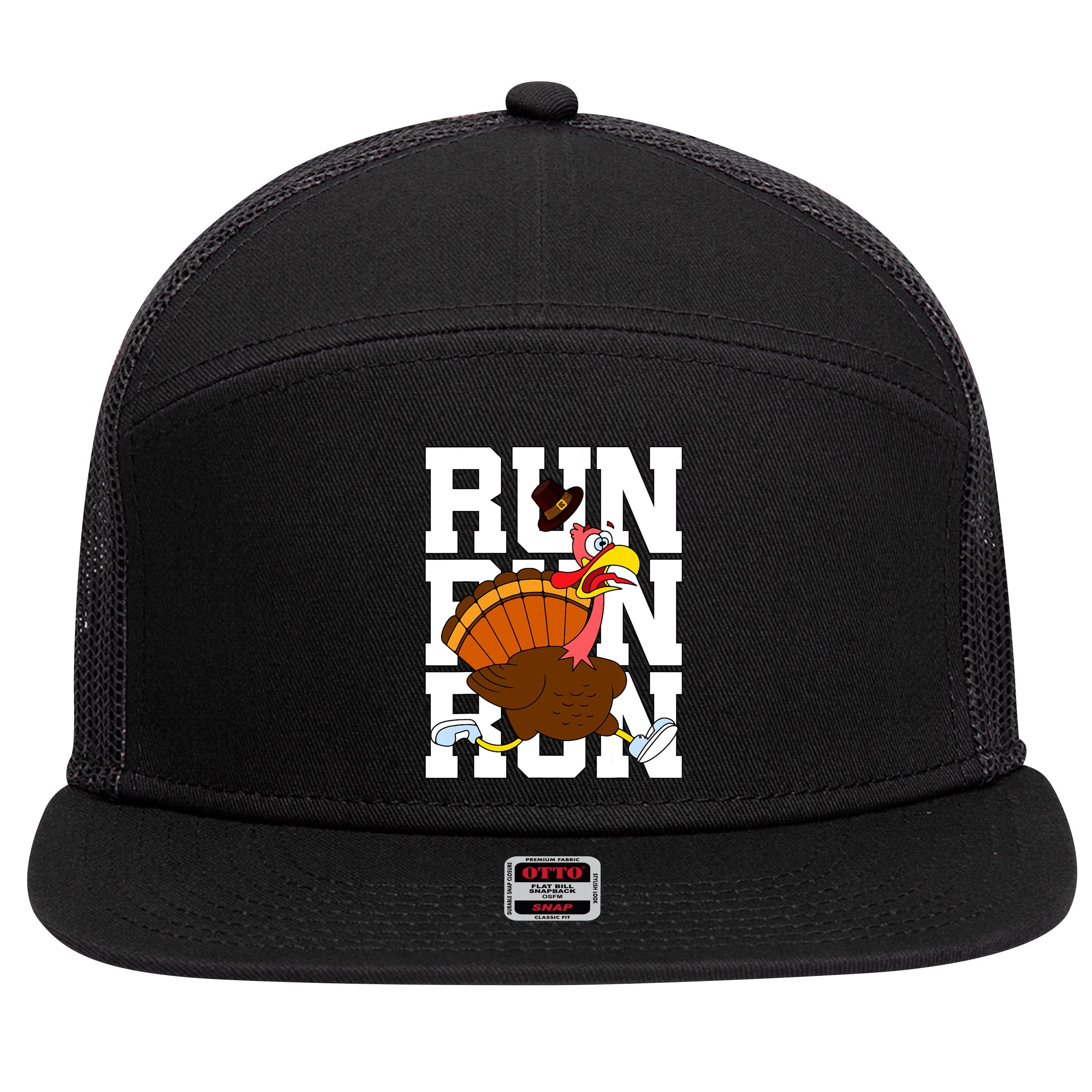 Turkey Run Costume Thanksgiving Running Turkey Trot 7 Panel Mesh Trucker Snapback Hat