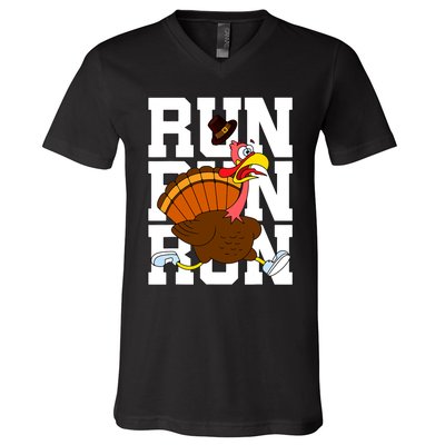 Turkey Run Costume Thanksgiving Running Turkey Trot V-Neck T-Shirt