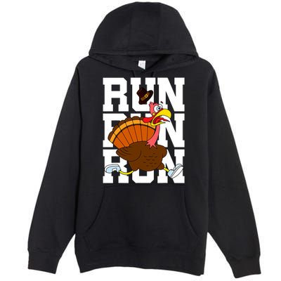 Turkey Run Costume Thanksgiving Running Turkey Trot Premium Pullover Hoodie
