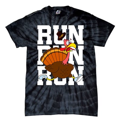 Turkey Run Costume Thanksgiving Running Turkey Trot Tie-Dye T-Shirt