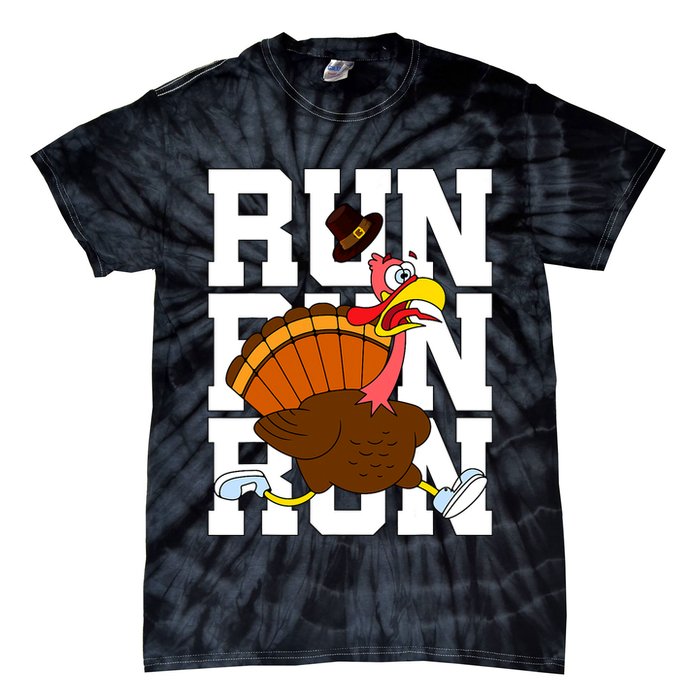 Turkey Run Costume Thanksgiving Running Turkey Trot Tie-Dye T-Shirt