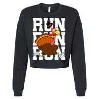 Turkey Run Costume Thanksgiving Running Turkey Trot Cropped Pullover Crew
