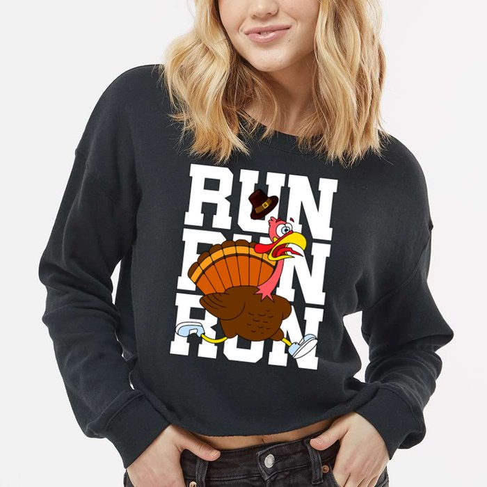 Turkey Run Costume Thanksgiving Running Turkey Trot Cropped Pullover Crew