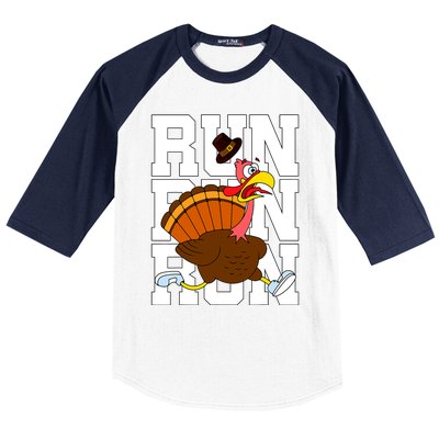 Turkey Run Costume Thanksgiving Running Turkey Trot Baseball Sleeve Shirt