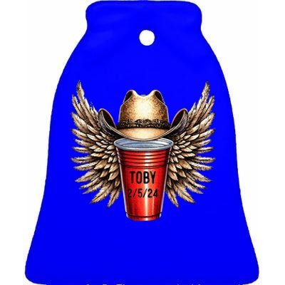 Toby Red Cup Ceramic Bell Ornament