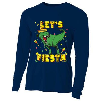 T Rex Cinco De Mayo Shirts Tyrannosaurus Dinosaur Lets Fiesta Cooling Performance Long Sleeve Crew