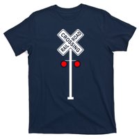 Train Railroad Crossing With Lights Road Sign T-Shirt