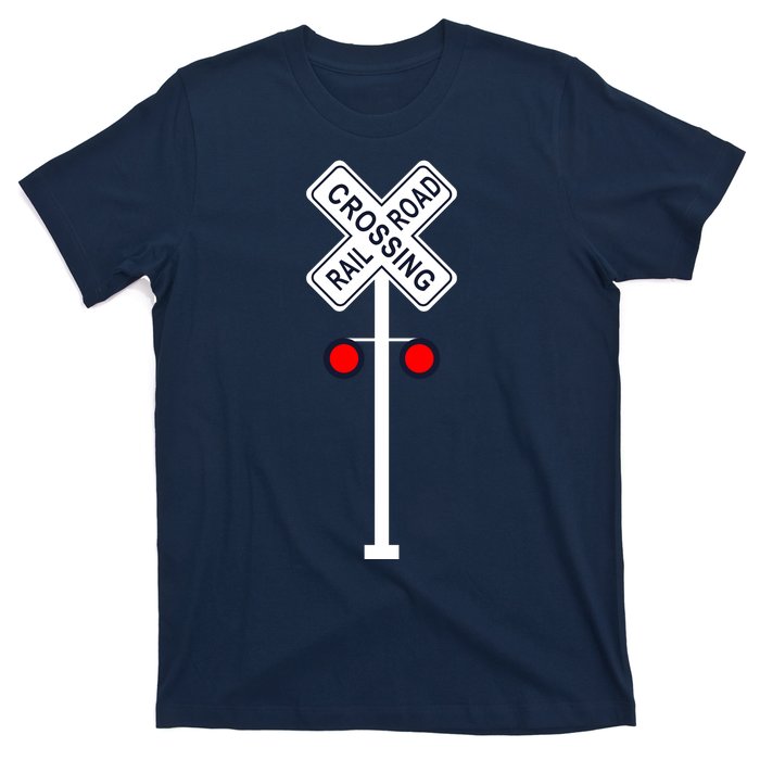 Train Railroad Crossing With Lights Road Sign T-Shirt