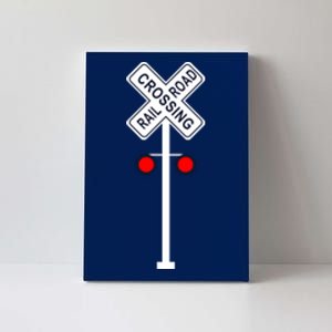 Train Railroad Crossing With Lights Road Sign Canvas