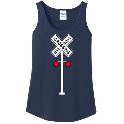 Train Railroad Crossing With Lights Road Sign Ladies Essential Tank