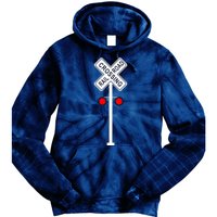 Train Railroad Crossing With Lights Road Sign Tie Dye Hoodie