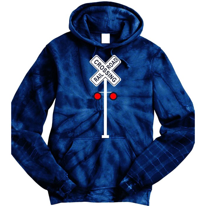 Train Railroad Crossing With Lights Road Sign Tie Dye Hoodie