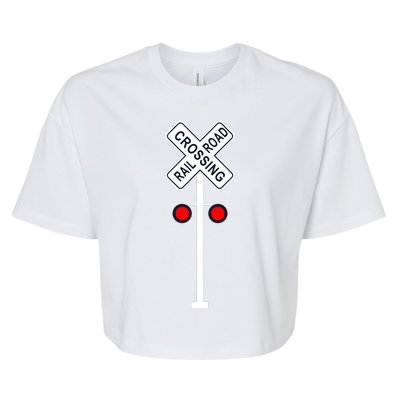 Train Railroad Crossing With Lights Road Sign Bella+Canvas Jersey Crop Tee