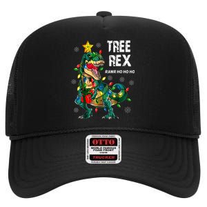 Tree Rex Christmas Tree Dinosaur Costume For Christma High Crown Mesh Back Trucker Hat