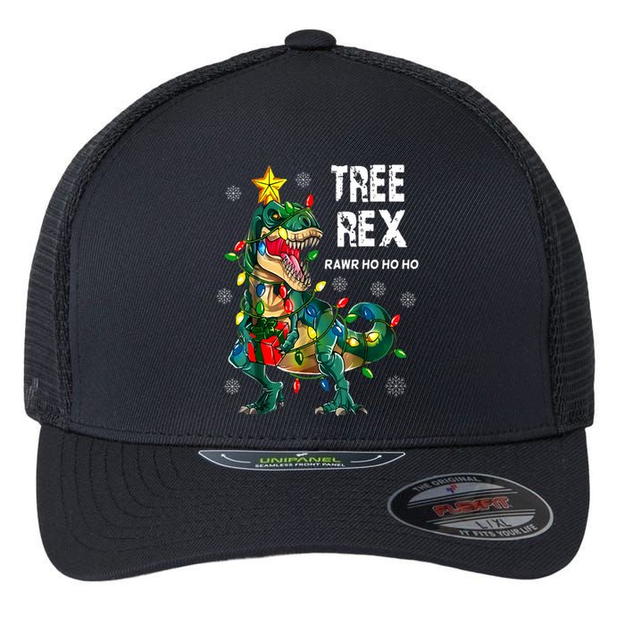 Tree Rex Christmas Tree Dinosaur Costume For Christma Flexfit Unipanel Trucker Cap