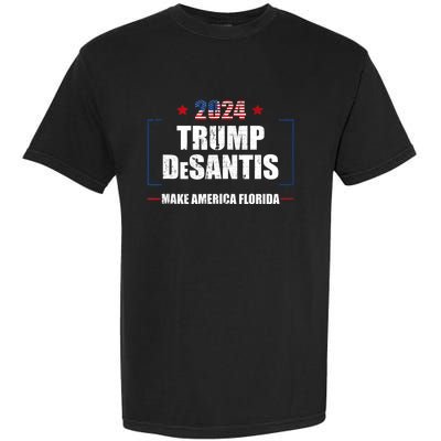 Trump Ron DeSantis 2024 Flag Make America Florida President Garment-Dyed Heavyweight T-Shirt