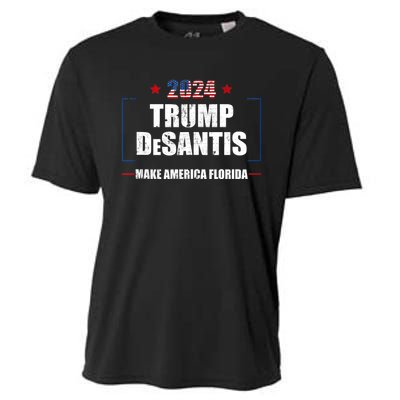 Trump Ron DeSantis 2024 Flag Make America Florida President Cooling Performance Crew T-Shirt