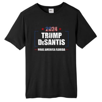 Trump Ron DeSantis 2024 Flag Make America Florida President Tall Fusion ChromaSoft Performance T-Shirt