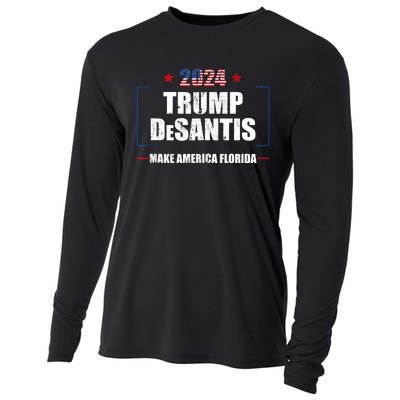 Trump Ron DeSantis 2024 Flag Make America Florida President Cooling Performance Long Sleeve Crew