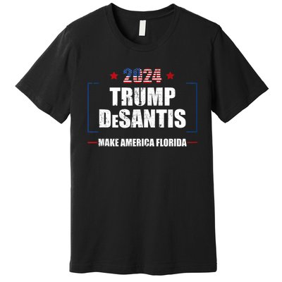 Trump Ron DeSantis 2024 Flag Make America Florida President Premium T-Shirt