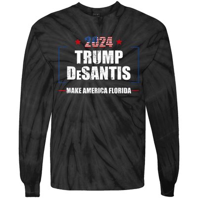 Trump Ron DeSantis 2024 Flag Make America Florida President Tie-Dye Long Sleeve Shirt