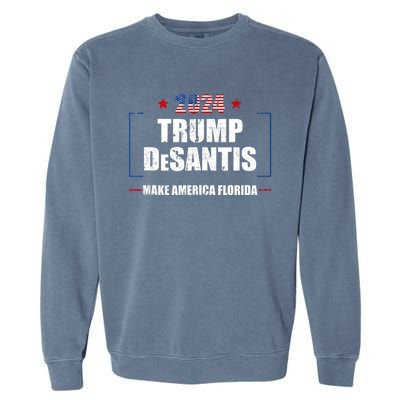 Trump Ron DeSantis 2024 Flag Make America Florida President Garment-Dyed Sweatshirt