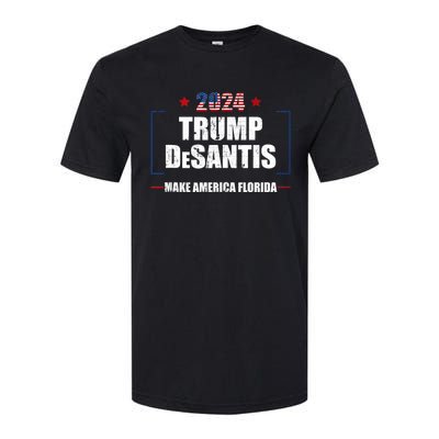 Trump Ron DeSantis 2024 Flag Make America Florida President Softstyle CVC T-Shirt