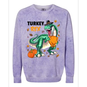 Turkey Rex Dinosaur T Rex Thanksgiving Pumpkin Gift Colorblast Crewneck Sweatshirt