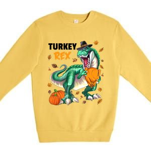 Turkey Rex Dinosaur T Rex Thanksgiving Pumpkin Gift Premium Crewneck Sweatshirt