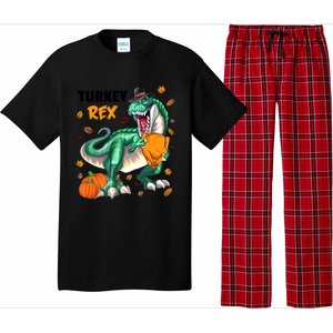 Turkey Rex Dinosaur T Rex Thanksgiving Pumpkin Gift Pajama Set