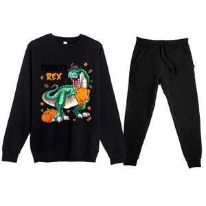 Turkey Rex Dinosaur T Rex Thanksgiving Pumpkin Gift Premium Crewneck Sweatsuit Set