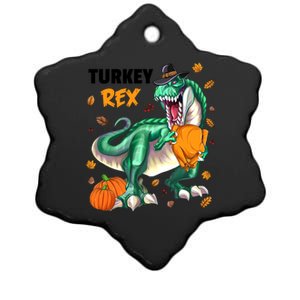 Turkey Rex Dinosaur T Rex Thanksgiving Pumpkin Gift Ceramic Star Ornament