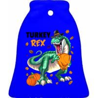 Turkey Rex Dinosaur T Rex Thanksgiving Pumpkin Gift Ceramic Bell Ornament