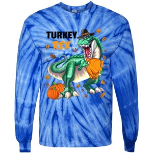 Turkey Rex Dinosaur T Rex Thanksgiving Pumpkin Gift Tie-Dye Long Sleeve Shirt