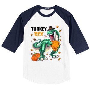 Turkey Rex Dinosaur T Rex Thanksgiving Pumpkin Gift Baseball Sleeve Shirt