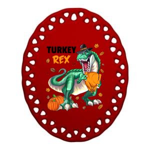 Turkey Rex Dinosaur T Rex Thanksgiving Pumpkin Gift Ceramic Oval Ornament